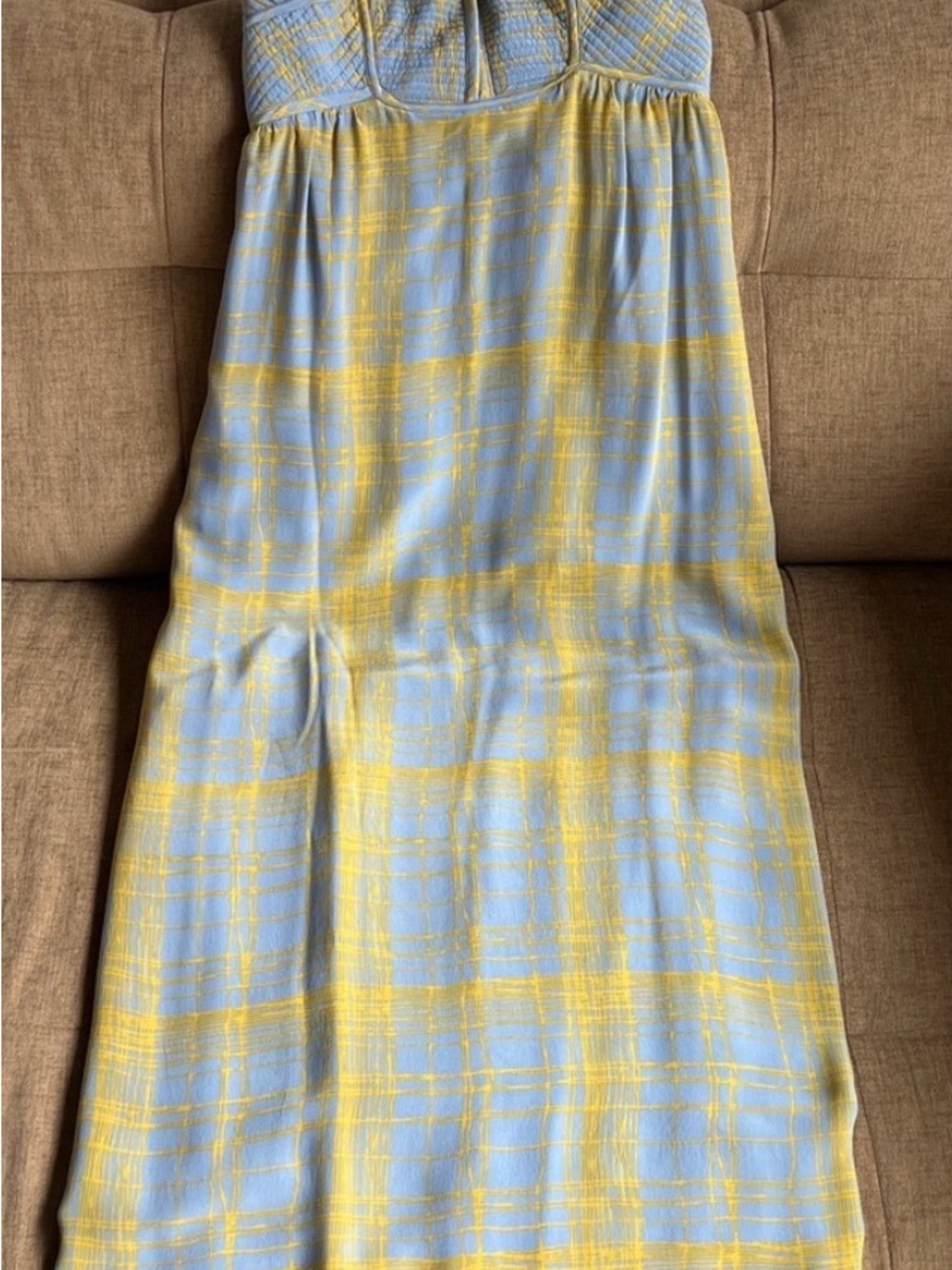 Maple by Anthropologie Blue and Yellow Plaid Maxi dress size 2
